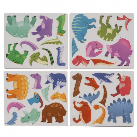Puzzle magnetic tip carte – tematică dinozauri, 36 magneți + 6 carduri model, jucărie educativă pentru copii [3]