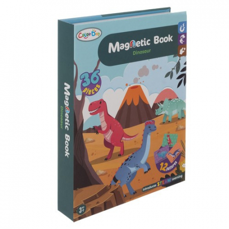 Puzzle magnetic tip carte – tematică dinozauri, 36 magneți + 6 carduri model, jucărie educativă pentru copii [1]
