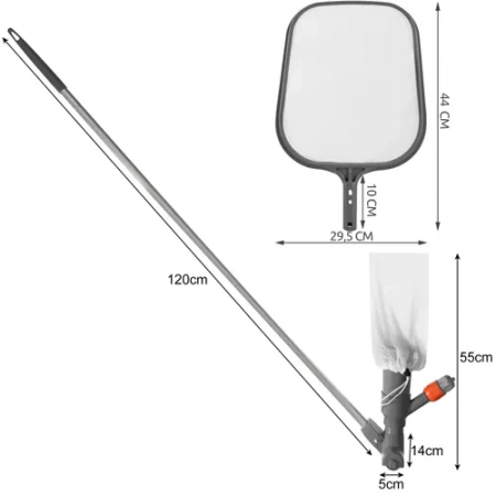 Set 2 în 1 pentru curățare piscină – Aspirator cu apă + plasă, telescopic, 120 cm, reutilizabil [11]