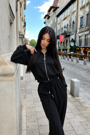 Compleuri - Trening Damă Alessia cu Strasuri și Pantaloni Drepți