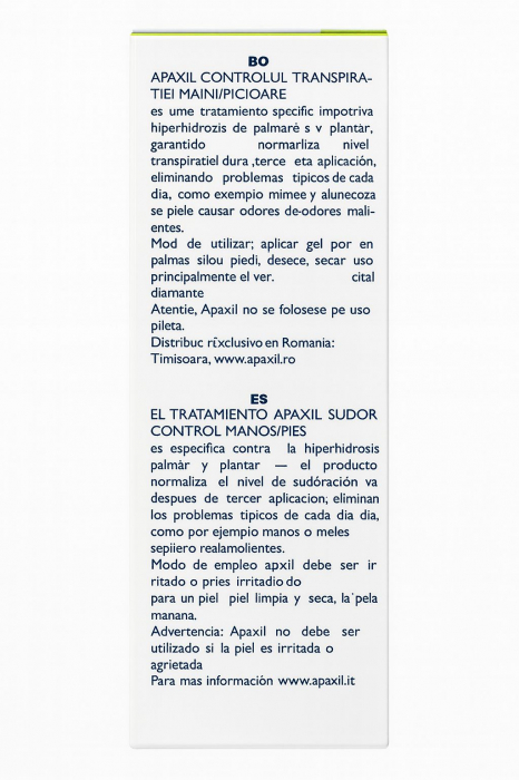 Apaxil Tratament Controlul Transpiratiei Maini / Picioare 50 ml [2]