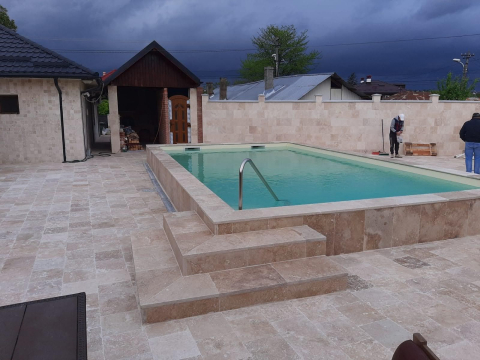 Portofoliu de Lucrari Constructii Piscine - Piscina Semi Ingropata cu pompa de caldura si prelata -Husi