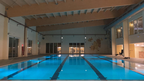Portofoliu de Lucrari Constructii Piscine - Piscina Publica Interioara 20 m x 10 m x 1,5 m cu finisaj liner si rigole perimetrale -Hotel Fiald