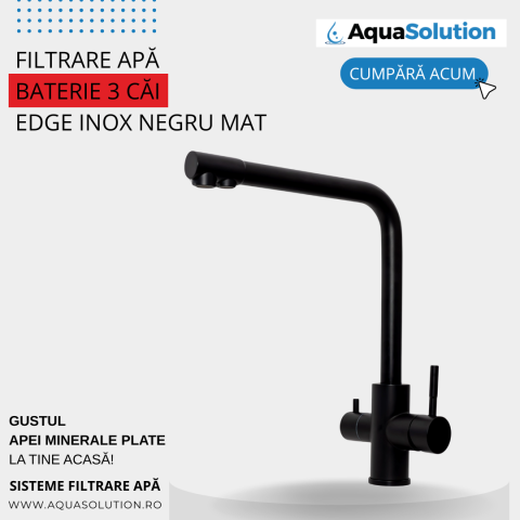 Baterie / robinet 3 căi, ProLine Edge inox 304 negru mat, flux separat apă filtrată și apă menajeră (rece și caldă) [0]