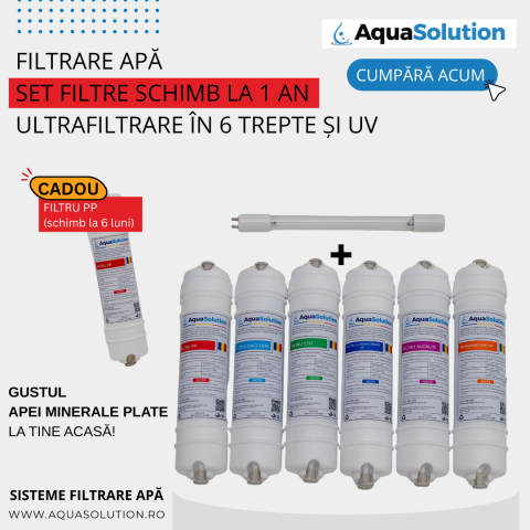 Elemente de filtrare/Consumabile - Kit Filtre Schimb – Sistem Ultrafiltrare 6 trepte și lampa  UV 6W