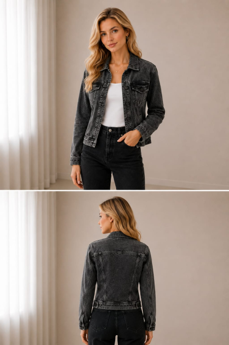 Geaca dama Gang denim gri slim fit [2]