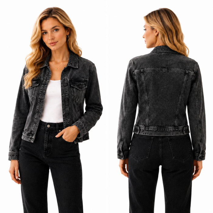 Geaca dama Gang denim gri slim fit [2]