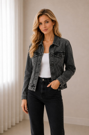 IMBRACAMINTE - Geaca dama Gang denim gri slim fit