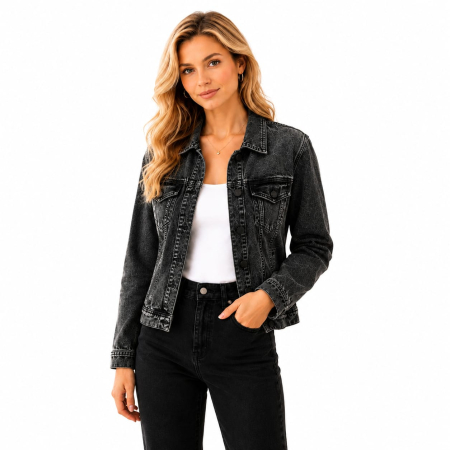 IMBRACAMINTE - Geaca dama Gang denim gri slim fit