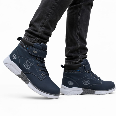 INCALTAMINTE - Ghete trekking Dockers by Gerli Navy din piele și material sintetic