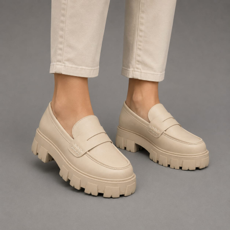 INCALTAMINTE - Mocasini dama rainbow bej