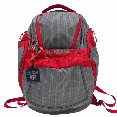 ACCESORII & RUCSACURI - Rucsac RIVACASE gri roșu compartiment laptop husă ploaie