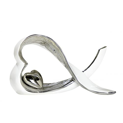 Set 2 figurine Heart, Ceramica, Argintiu/Alb, 9x25x15 cm [2]