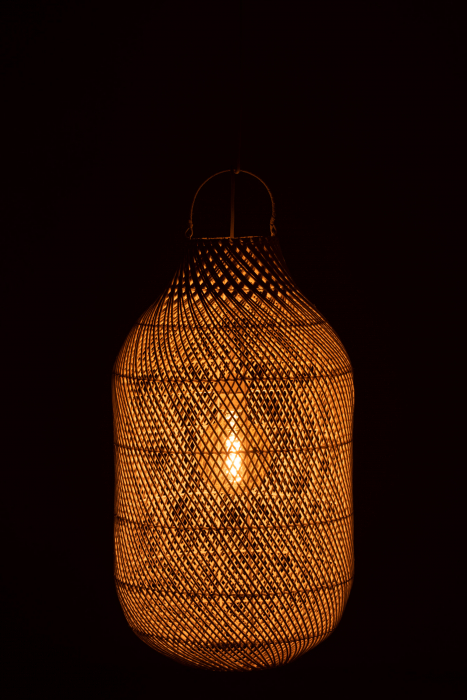 Abajur Cylinder, Rattan/Bambus, Alb, 40x40x75 cm [3]