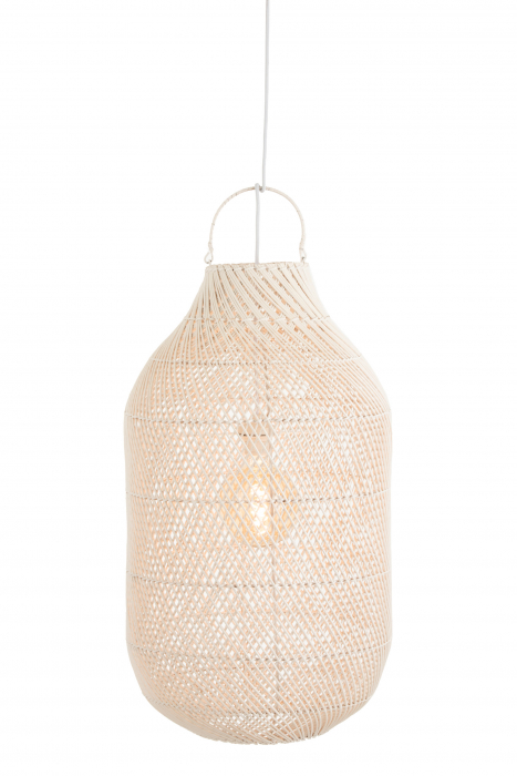 Abajur Cylinder, Rattan/Bambus, Alb, 40x40x75 cm [2]