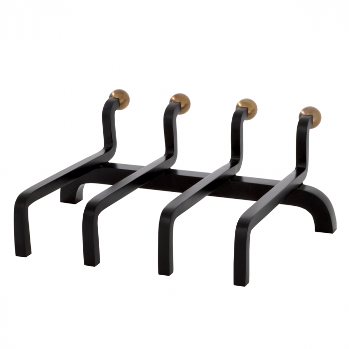 Accesorii semineu, Andiron (Suport lemne) Brinon, finisaj alamă de epocă , Dims: W. 35.5 | D. 40 | H. 19 (CM) [2]