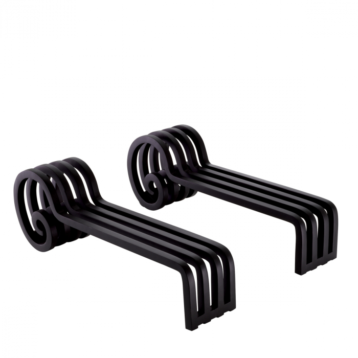 Accesorii semineu, Andiron (Suport lemne) Mardor, Set de 2 cu finisaj negru , Dims: W. 11.5 | D. 48.5 | H. 17.5 (CM) [2]