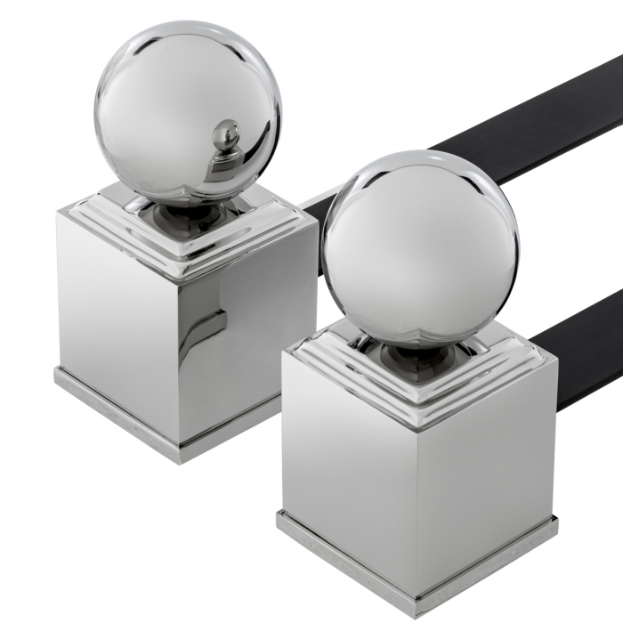 Accesorii semineu, Andiron (Suport lemne) (Suport lemne) Viviers, Set de 2, finisaj nichel , Dims: W. 12.5 | D. 52 | H. 27 (CM) [4]