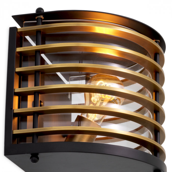 Aplica de exterior Logan finisaj sticla transparenta neagra, Dims: W. 26.5 | D. 19 | H. 20 (CM) [4]