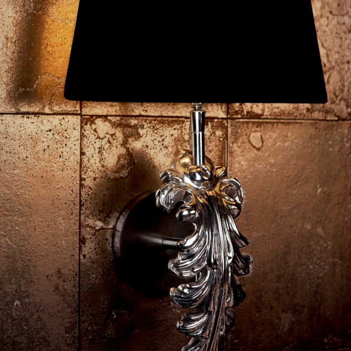 Aplică de perete, Beau Site, finisaj nichel, abajur negru inclus [2]