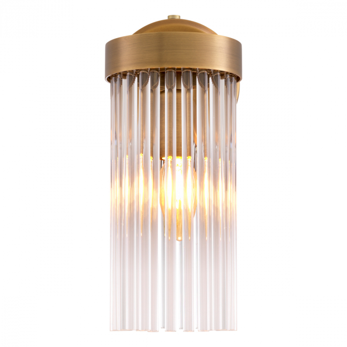 Aplică de perete, Carnero, finisaj din alamă cu aspect vintage, Dims: W. 12 | D. 17 | H. 30 (CM) [2]