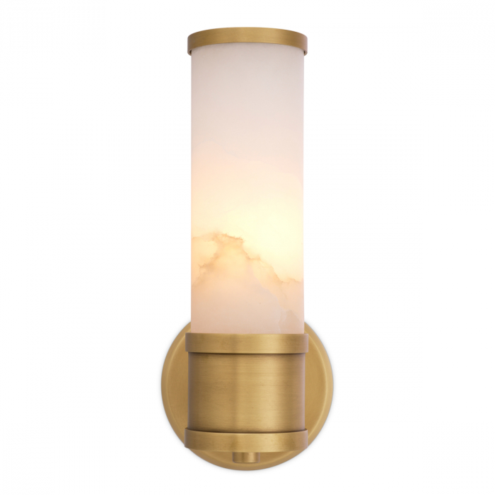 Aplică de perete, Claridges Single alabastru, finisaj din alamă cu aspect vintage [2]