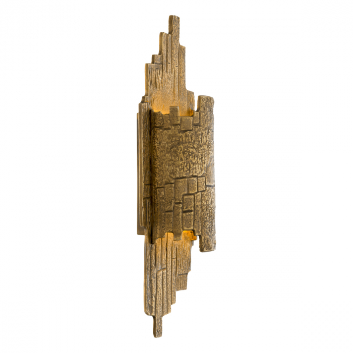 Aplică de perete, Corelli, finisaj din alamă cu aspect vintage, Dims: W. 15 | D. 8.5 | H. 44.5 (CM) [2]