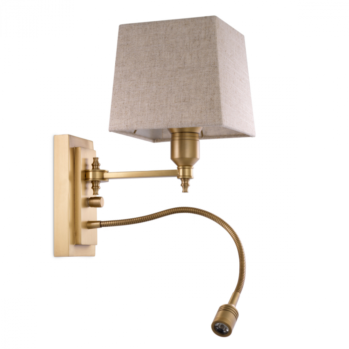 Aplică de perete, Ellington, finisaj din alamă cu aspect vintage, abajur inclus [5]