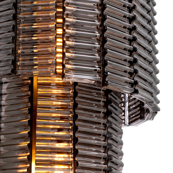 Aplică de perete, Imperial din alamă cu sticlă fumurie, Dims: W. 34 | D. 20 | H. 59 (CM) [6]