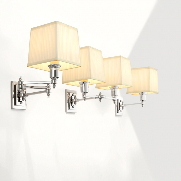 Aplică de perete, Lexington finisaj nichel, abajur alb inclus [2]