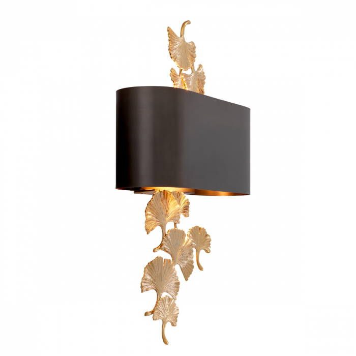 Aplică de perete, Regina finisaj auriu, abajur de culoare bronz inclus, Dims: W. 36 | D. 13.5 | H. 61 (CM) [6]