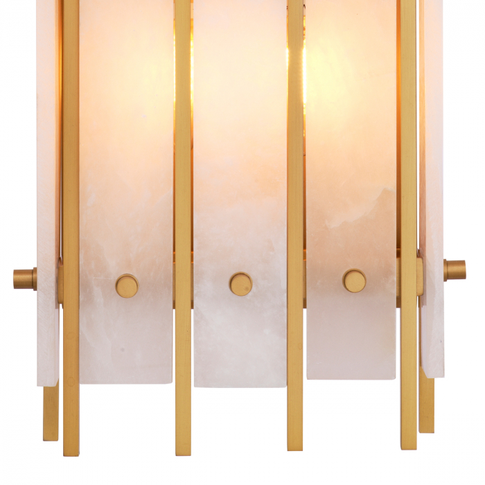 Aplică de perete, Sparks L alabastru, finisaj din alamă cu aspect vintage [6]