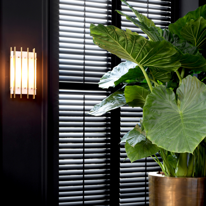 Aplică de perete, Sparks S alabastru, finisaj din alamă cu aspect vintage [2]