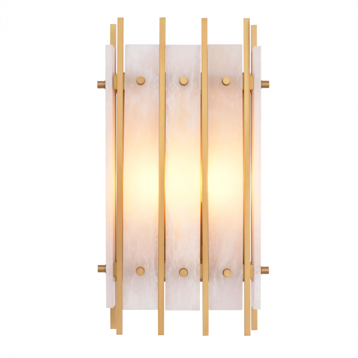 Aplică de perete, Sparks S alabastru, finisaj din alamă cu aspect vintage [3]