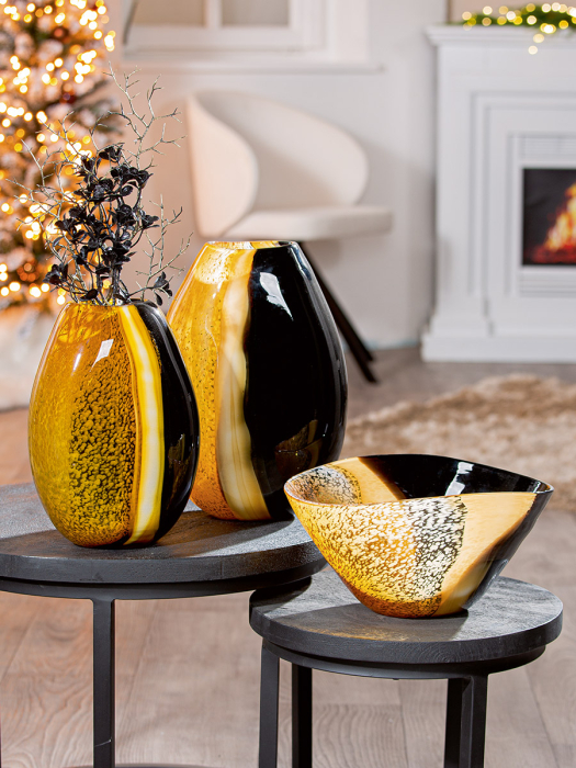 Arta din sticla, Bol, "Umbras", Sticla, maro, portocaliu, PU 2, L. 22 cm, L. 31 cm, H 15,5 cm [2]