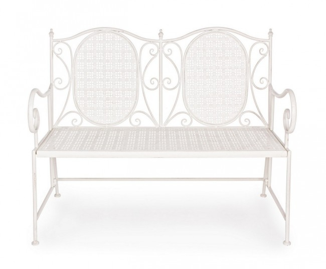 Banca 2 locuri Emily, Metal, Alb, 115x60x92 cm [3]