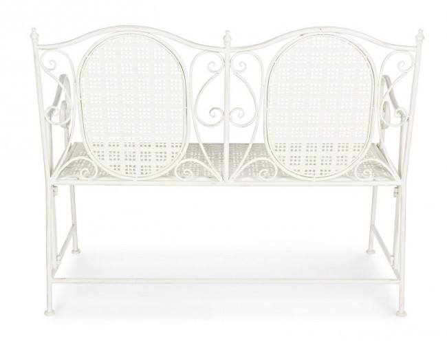 Banca 2 locuri Emily, Metal, Alb, 115x60x92 cm [4]