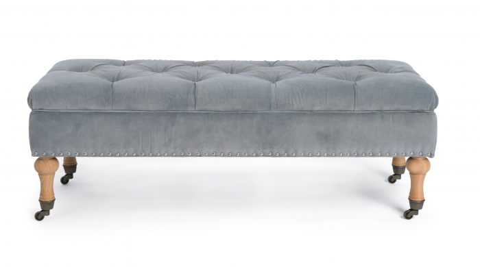 Bancheta Arlette cu spatiu de depozitare, Lemn/Poliester, Gri, 110x44x40 cm [2]