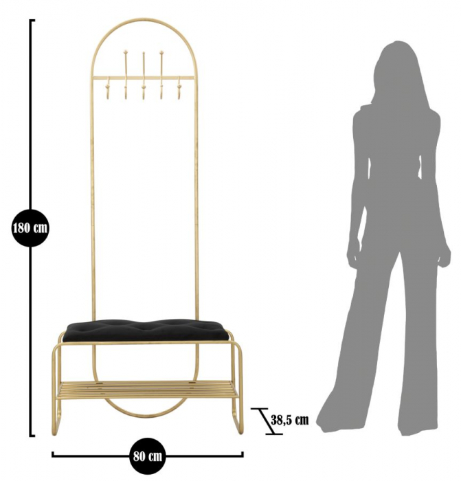 Bancheta cu cuier cm 80x38,5x180 [8]