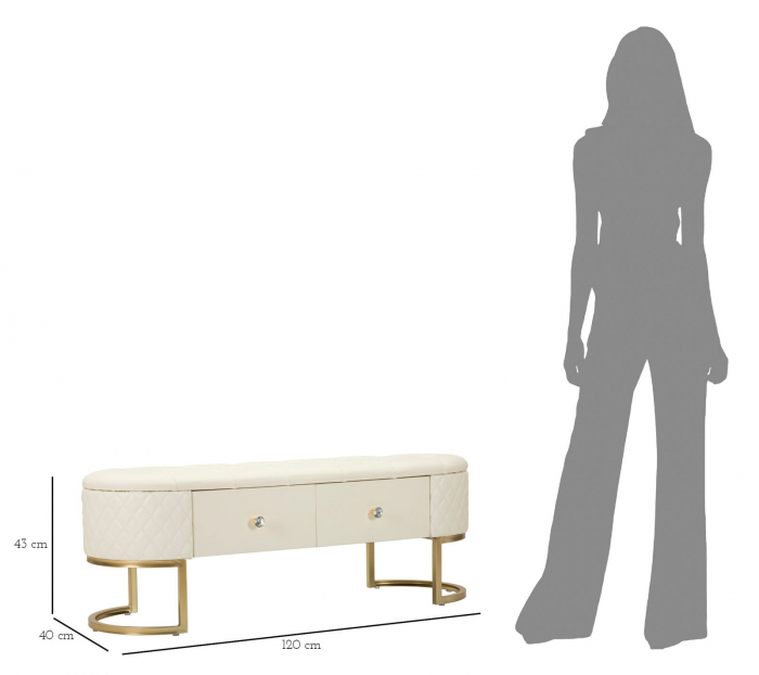 Bancheta cu sertare, SHARON 120x40x43 cm [11]