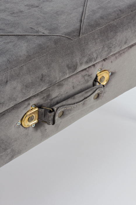 Bancheta Polina cu spatiu de depozitare, Otel/Poliester, Gri, 80x34x42 cm [3]