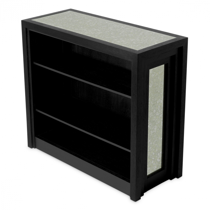 Bar Metropolitan negru, furnir/ sticla antica, Dims: W. 120 | D. 48 | H. 104  (CM) [6]