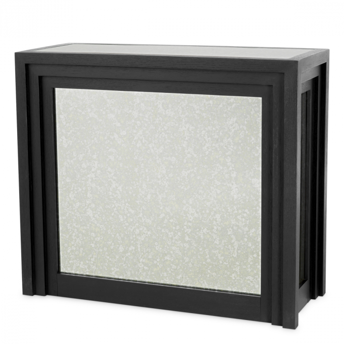 Bar Metropolitan negru, furnir/ sticla antica, Dims: W. 120 | D. 48 | H. 104  (CM) [3]