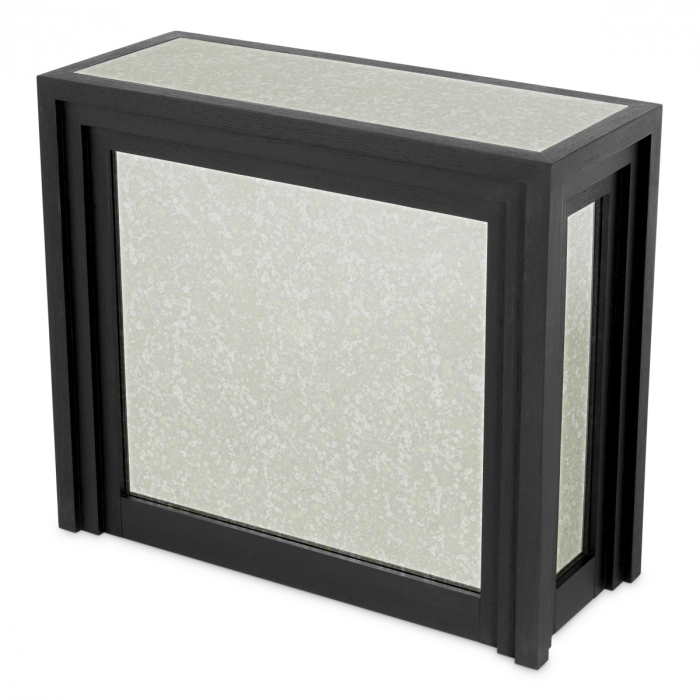 Bar Metropolitan negru, furnir/ sticla antica, Dims: W. 120 | D. 48 | H. 104  (CM) [4]