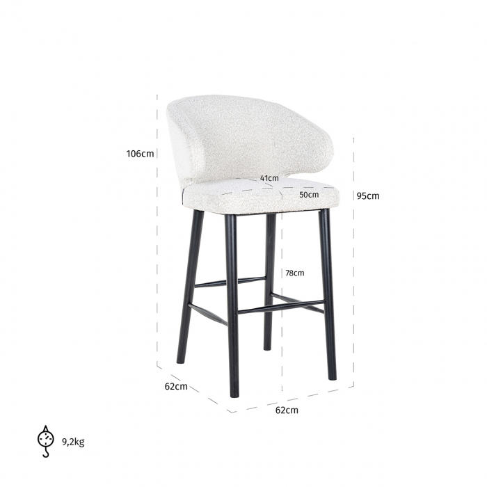 Scaun de bar Indigo alb bouclé [5]