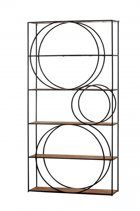 Biblioteca Circle, Lemn/Metal, Maro/Negru, 100x200x30 cm [2]