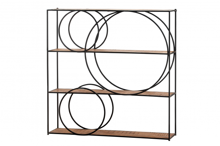 Biblioteca Circle, Lemn/Metal, Maro/Negru, 120x120x30 cm [2]