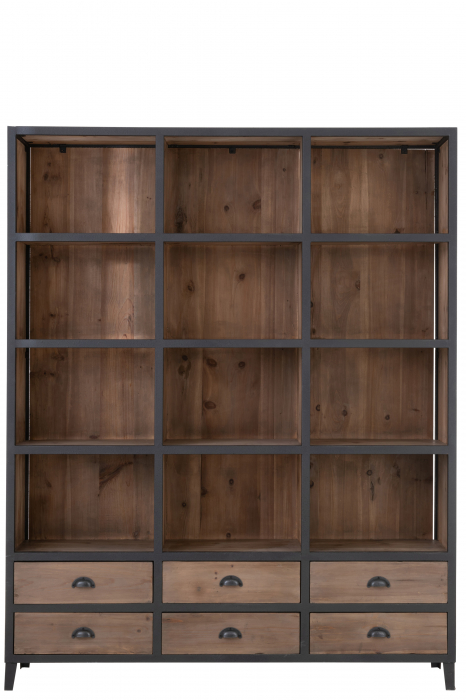 Biblioteca, Lemn, Natural, 165x40x216 cm [2]