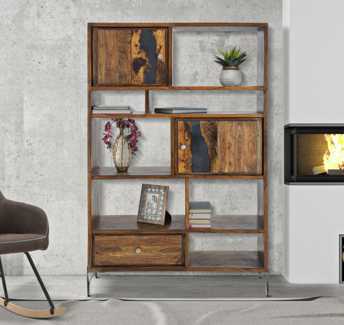 Biblioteca MUSTANG cm 118x40x178 (lemn de salcâm ) [7]