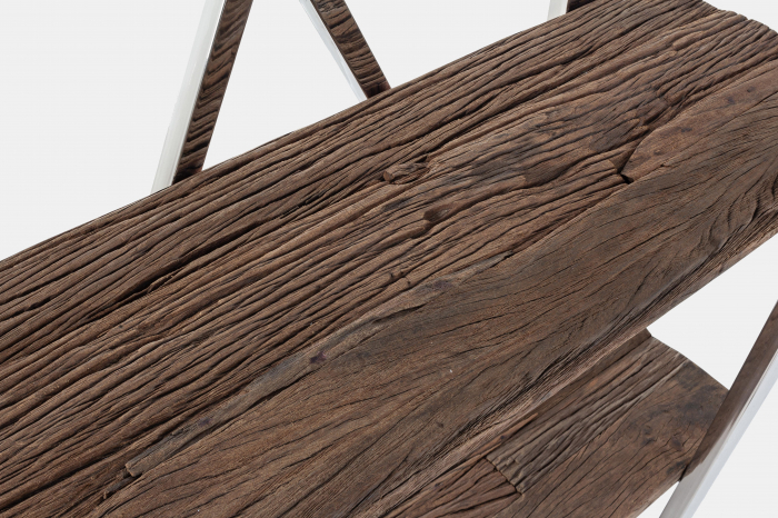 Biblioteca Stanton, Otel inoxidabil/ Lemn reciclat, 90x35x180 cm [5]